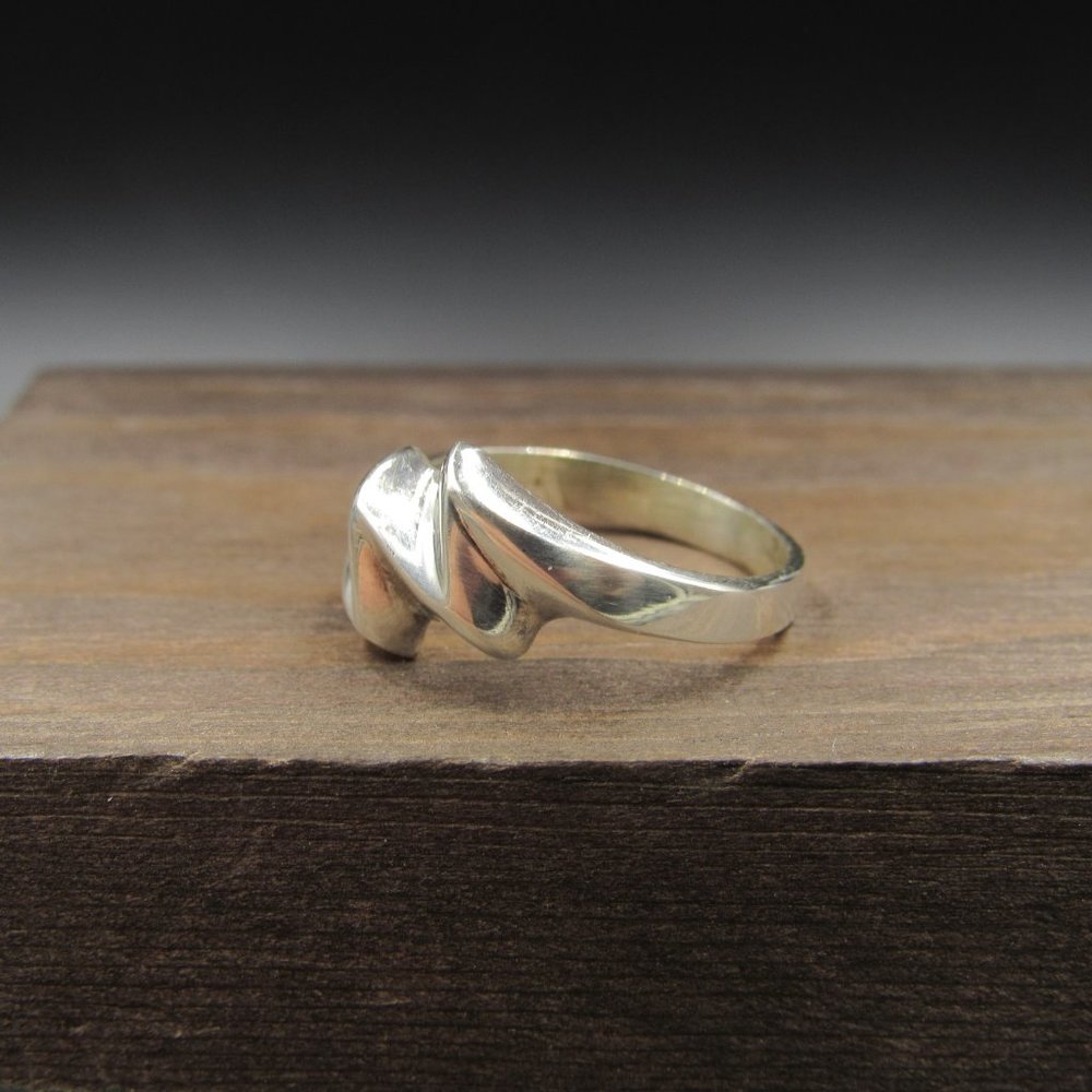 Size 6.75 Sterling Silver Odd Zig Zag Band Ring - Picture 2 of 7
